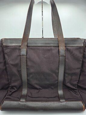 Vintage Gucci Canvas & Leather Tote Bag | Dark Brown Leather Trim | Classic